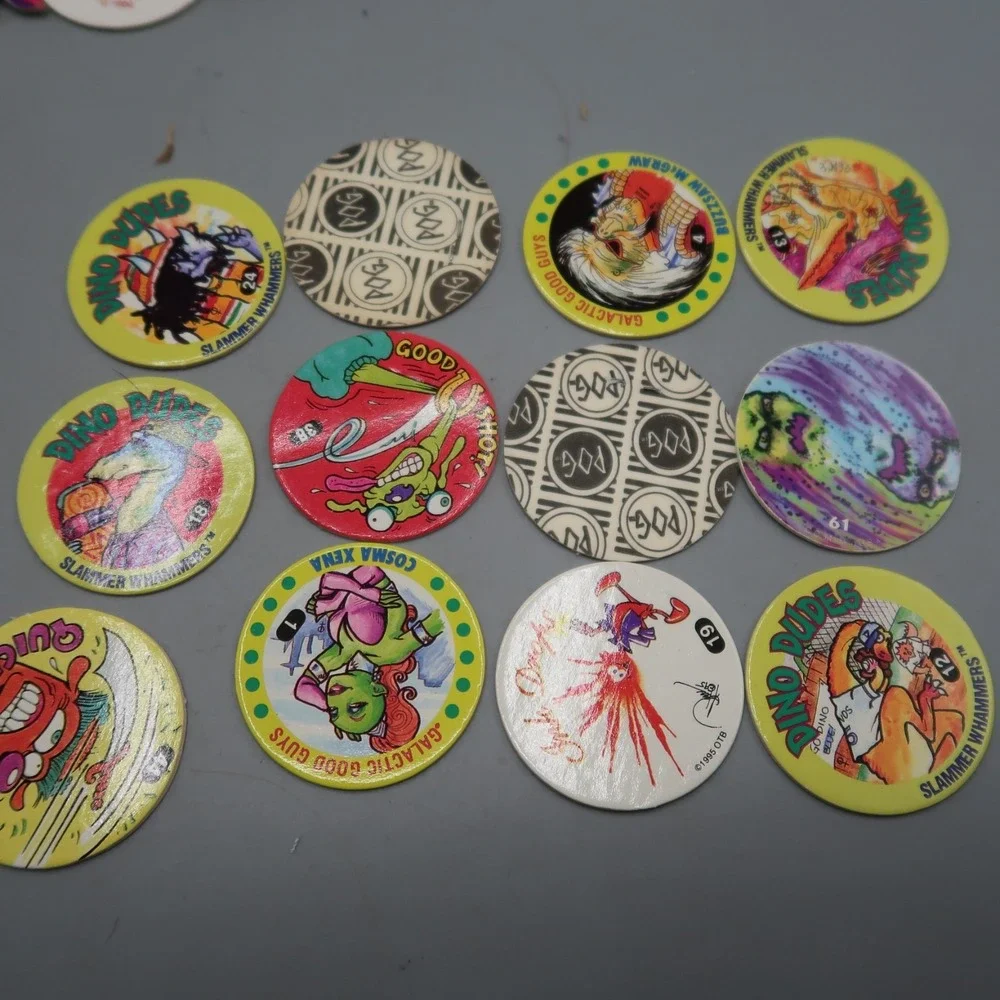 1990s Pog Slammers Mixed Lot Of 200 Slammers Plastic Metal 90s Style